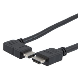 特优型超高速HDMI线缆，支持8K@60Hz与48Gbps，直角型左出线公头（插头）/直通型公头（插头），PVC护套，黑，1米的图片