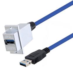 USB 3.0 Type A Coupler, Female Bulkhead male Latching 0.3M的图片