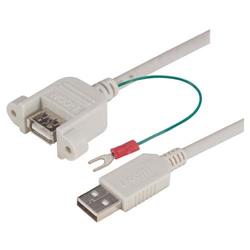 USB A型耦合器线缆，穿壁式母头/A型公头，带地线，1米的图片