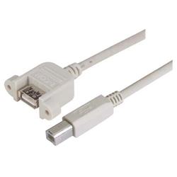 USB A型耦合器线缆，穿壁式母头/B型公头，4米的图片
