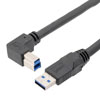 高柔性拖链级USB3.0线缆组件，A型公头至直角右出线B型公头，28/26/22AWG，UL20276, VW-1阻燃等级PVC护套，黑色，0.5米的图片